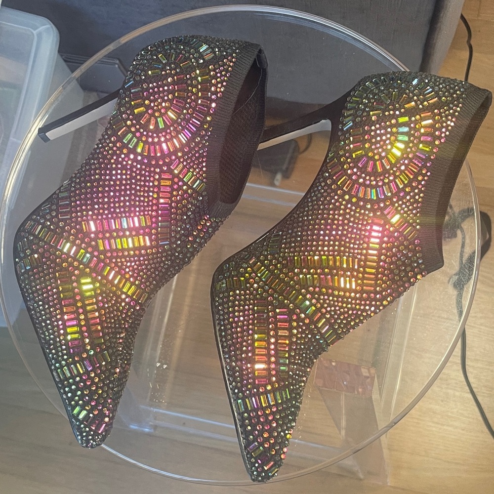 Thalia Sodi rhinestone multicolored bootie sz 9 - Picture 3 of 9